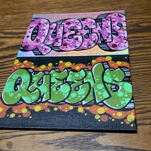 Queens New York canvas art. Freestyle art done by hand.